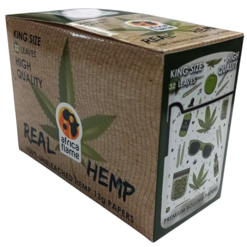 Africa Flame 100% Hemp Rolling Paper - 50 Booklets - White - 4 Pack