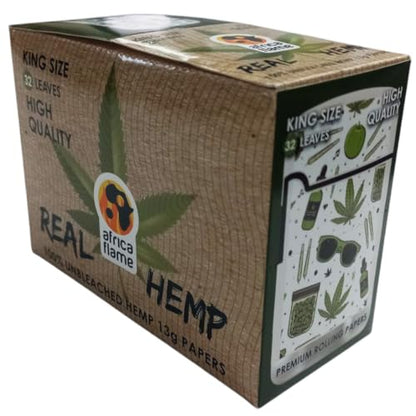 Africa Flame 100% Hemp Rolling Paper - 50 Booklets - White - 4 Pack