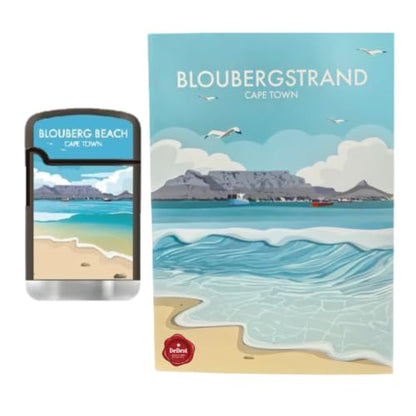 Debest Cape Town Travel Art Card A5 Bloubergstrand and ZL3 Torch Jet Lighter