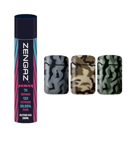 ZL 3 Mega Jet Flame Lighter - Army 3Pack + 330ML Gas