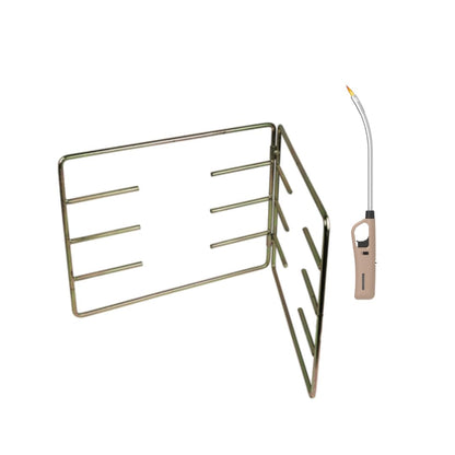 Hinged Braai Grid Stand And Flexible Extra Length Braai Lighter (Brown)