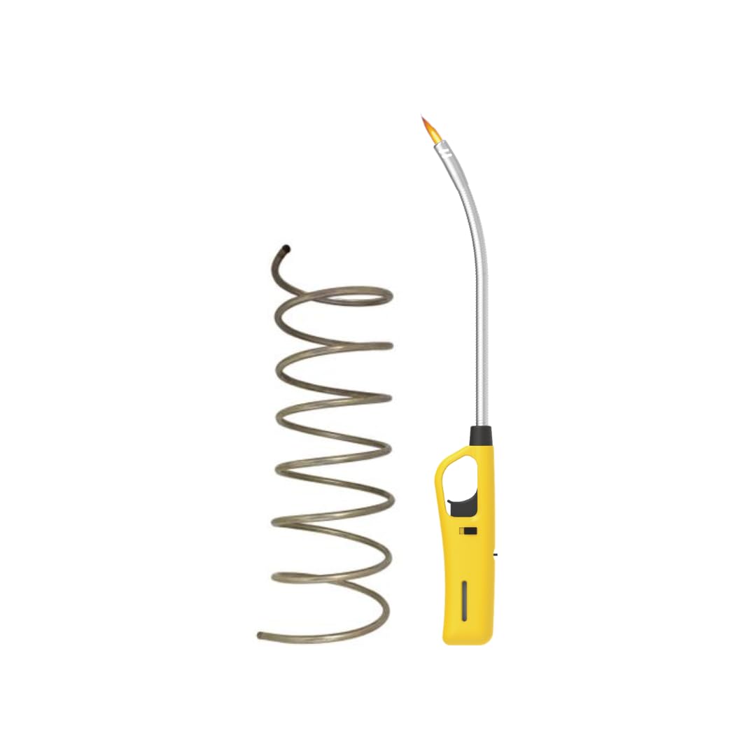 Stainless Steel Braai Spiral For Braai & Air Fryer And Flexible Extra Length Braai Lighter (Yellow)