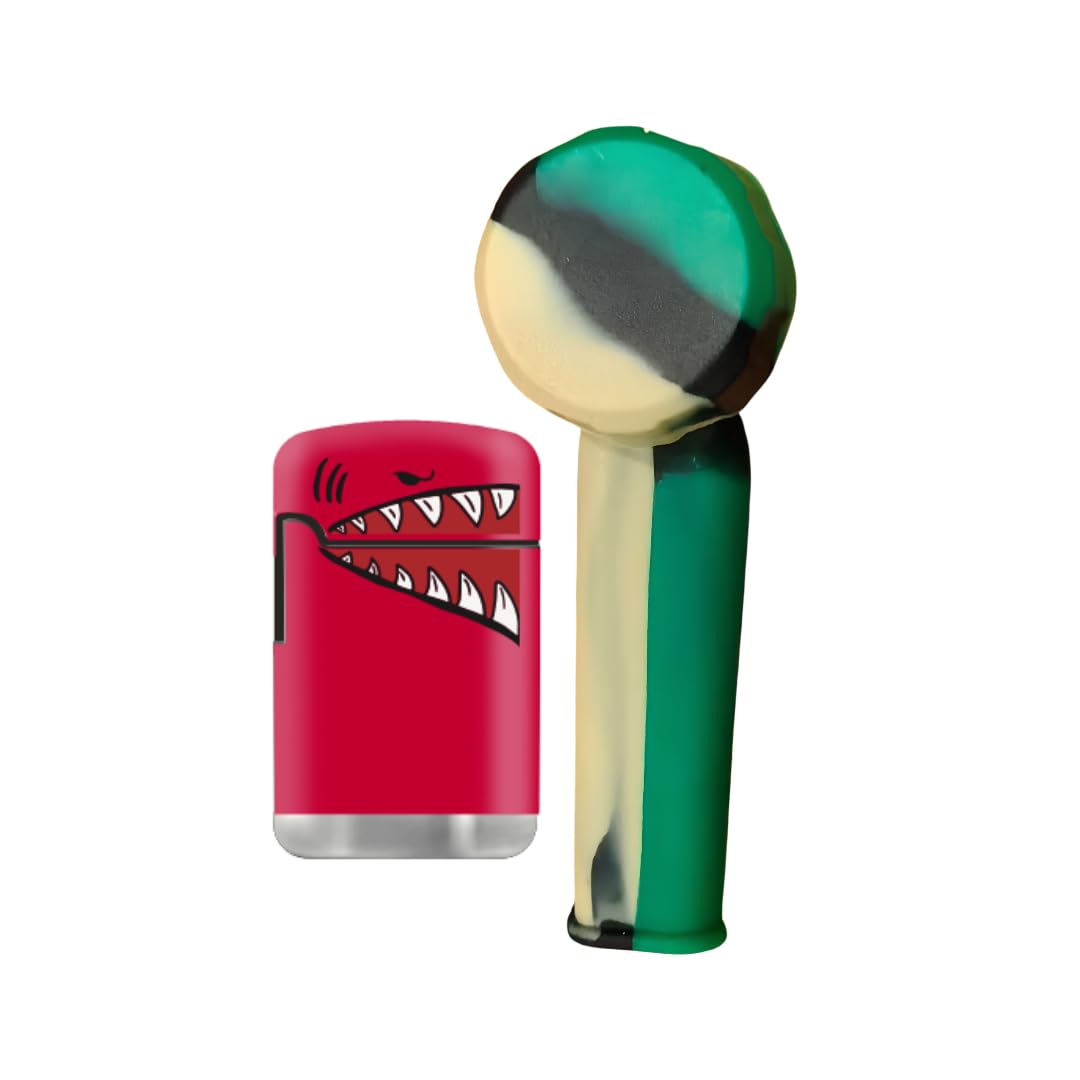 Mini Silicone Pipe With Lid And Zengaz Shark Lighter (Red)