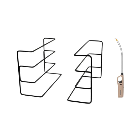 Multi Level Braai Grid Stand And Flexible Extra Length Braai Lighter (Brown)