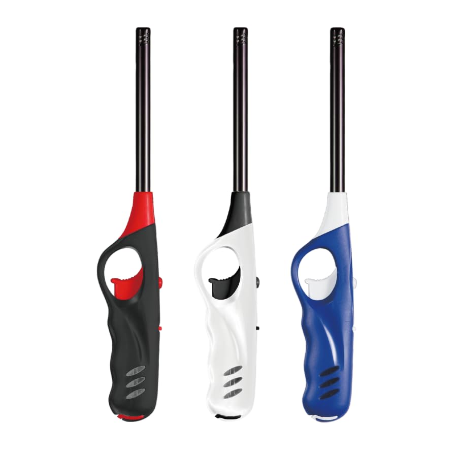 3 Pack Blaze Medium Utility Braai Lighters (Black, White, Blue)