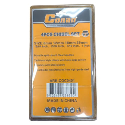 4 Piece Wood Chisel Set - 6, 12, 18 & 25mm