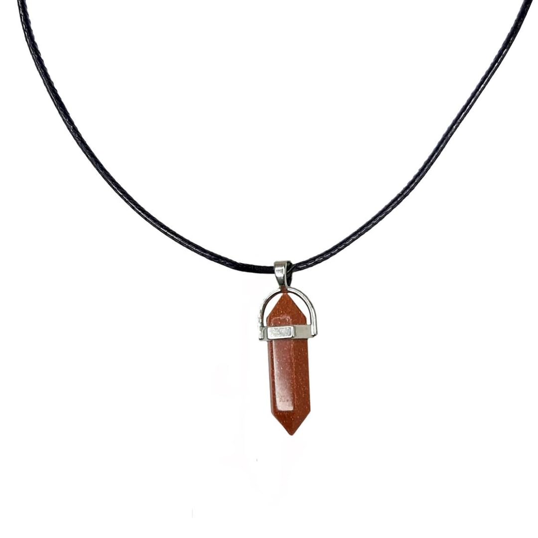 Earth Stone Collection - Bullet Crystal Stone Necklace (Gold Sand)