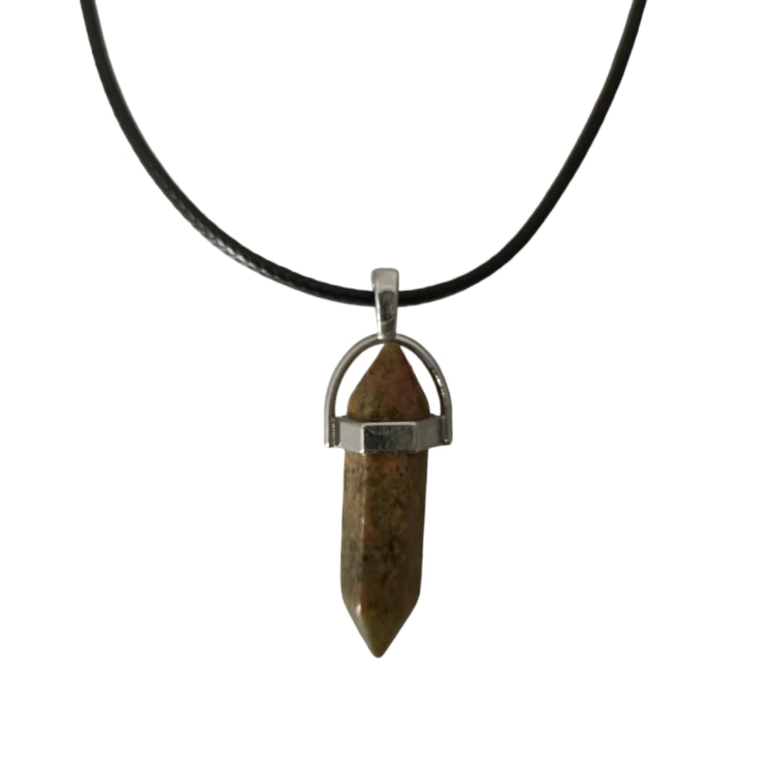 Earth Stone Collection - Bullet Crystal Stone Necklace (Unakite)