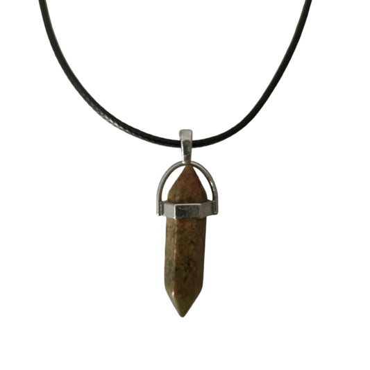 Earth Stone Collection - Bullet Crystal Stone Necklace (Unakite)