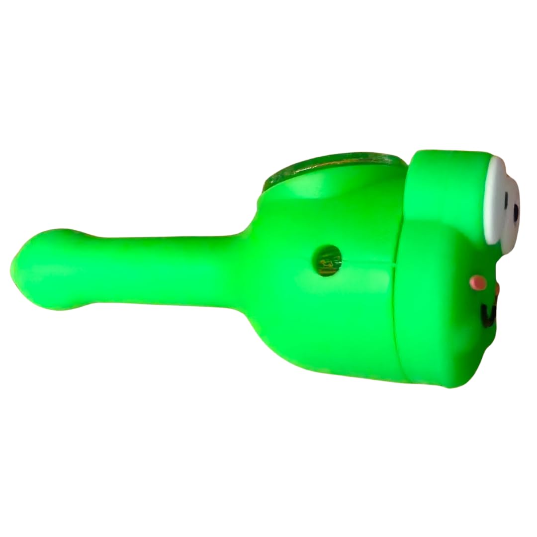 Silicone Rasta Spoon Pipe - Cartoon Faces (Green)