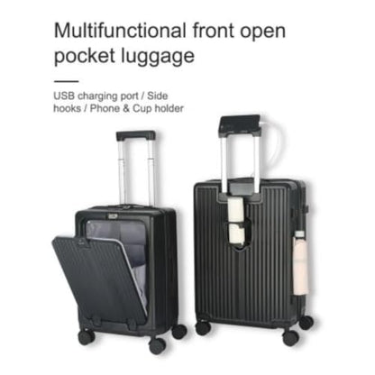 Multifunction Smart Travel Suitcase - 20 inch - Black
