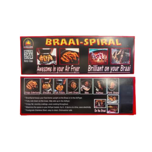 Stainless Steel Braai Spiral For Braai & Air Fryer And Flexible Extra Length Braai Lighter (Brown)