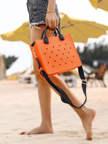 Nana EVA Croc Bag with Shoulder Strap – Lightweight Waterproof Tote Handbag (Orange)