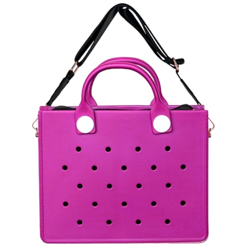 Nana EVA Croc Bag with Shoulder Strap – Lightweight Waterproof Tote Handbag (Purple)