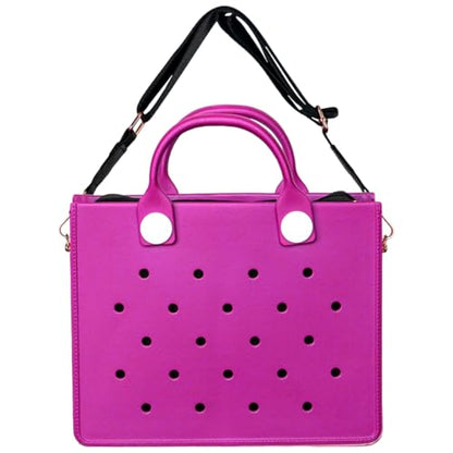 Nana EVA Croc Bag with Shoulder Strap – Lightweight Waterproof Tote Handbag (Purple)