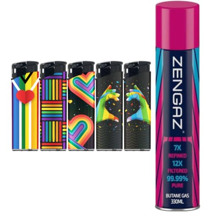 N2 Electronic Lighter - 5 Pack With 330ml Gas (Love)