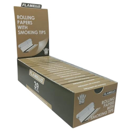 Flame Club Queen Size Rolling Paper + Tips - 39 Booklets - 4 Pack