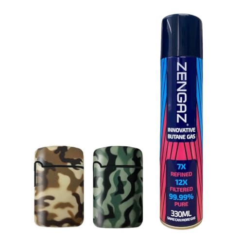 Zengaz ZL 3 Mega Jet Flame Lighter - Army Green Brown 2Pack +330ML-Gas