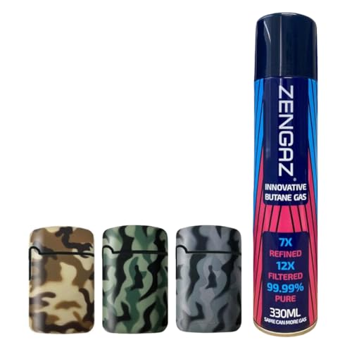 Zengaz ZL 3 Mega Jet Flame Lighter - Army 3Pack + 330ML Gas