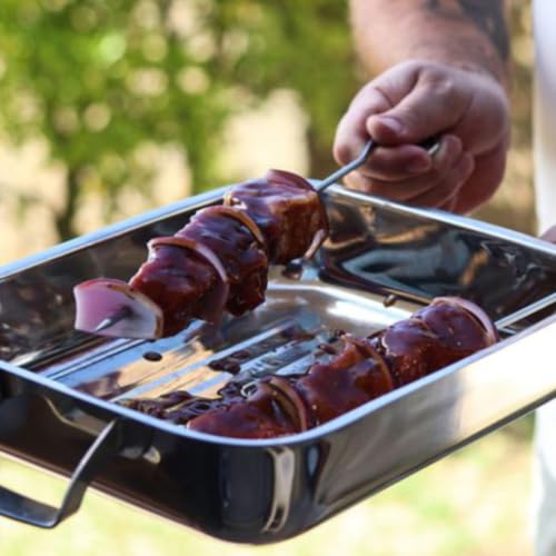 4 Piece Braai Sosatie Skewer And Flexible Extra Length Braai Lighter (Brown)