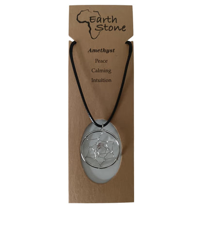 Earth Stone Collection - Dream Catcher Stone Necklace (Amethyst)
