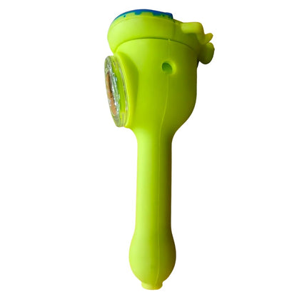 Silicone Rasta Spoon Pipe - Cartoon Faces (Green & Blue)