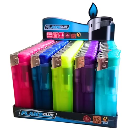 N2 Frosty Electronic Refillable Lighters – New Assorted Colours – 50 Units per Tray – Durable Bulk Pocket Lighters for Everyday Use & Retail