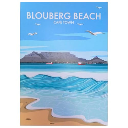 Glenn John Art A4 Print – Blouberg Beach, Cape Town | Digital Travel Poster Print | Premium Coastal Artwork by Glenn John