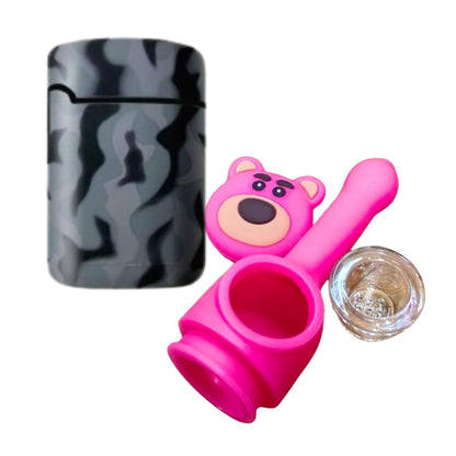 Grey Army ZL-3 Torch Jet Lighter And Bear Silicone Rasta Pipe