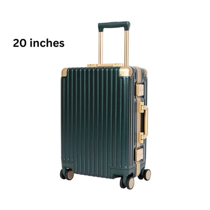 Classic Aluminum Frame Travel Suitcase - 20" + 26" - Green