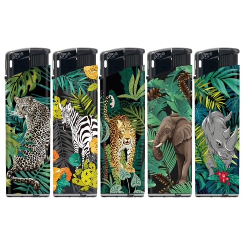 N2 Electronic Lighter - 5 Pack With 330ml Gas (Wild Animals)