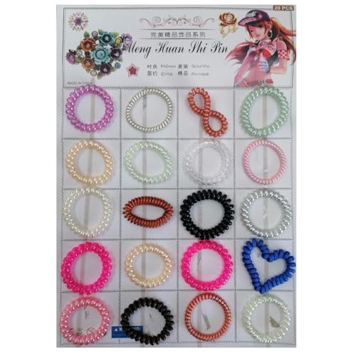 Spiral Hair Band 20pc | Assorted Colours | No-Tangle Coil Hair Ties