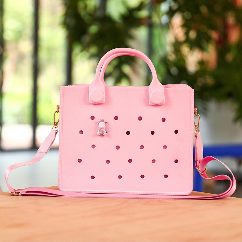 Nana EVA Croc Bag with Shoulder Strap – Lightweight Waterproof Tote Handbag (Pink)