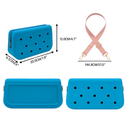 Nana EVA Croc Shoulder Bag & Coco EVA Croc Crossbody Bag Combo Set (Blue)