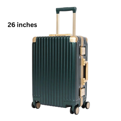 Classic Aluminum Frame Travel Suitcase - 20" + 26" - Green