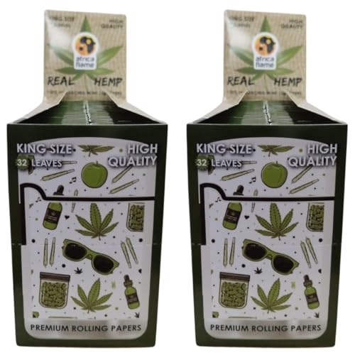 Africa Flame 100% Hemp Rolling Paper - 50 Booklets - White - 2 Pack