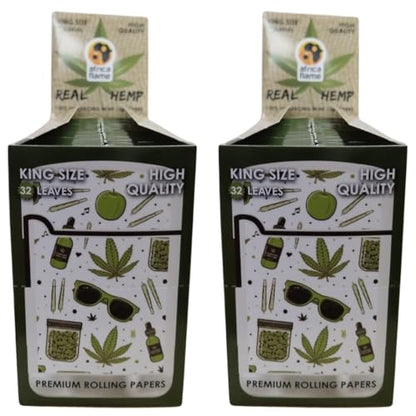 Africa Flame 100% Hemp Rolling Paper - 50 Booklets - White - 2 Pack