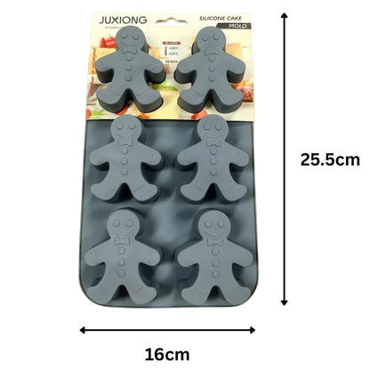Silicone Cake Mold - Gingerbread Man - 25.5x16cm (Grey)