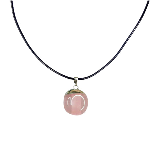 Earth Stone Collection - Polished Crystal Stone Necklace (Rose Quartz)
