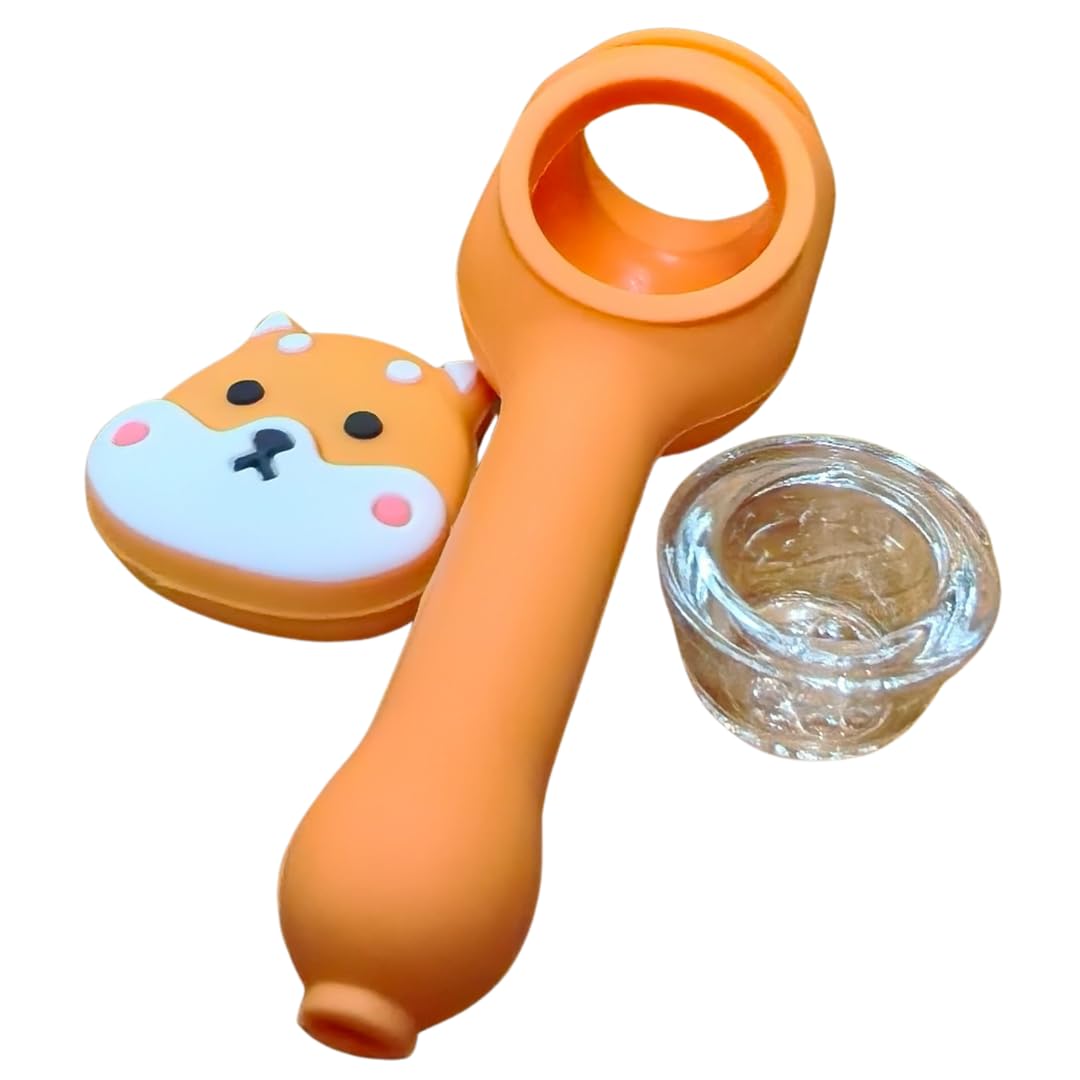 Silicone Rasta Spoon Pipe - Cartoon Faces (Orange)