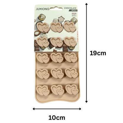 Silicone Chocolate Mold - Double Hearts - 19x10cm (Pink)