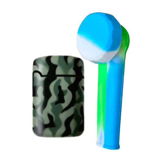 Green Army ZL-3 Torch Jet Lighter And Blue Mini Silicone Rasta Pipe