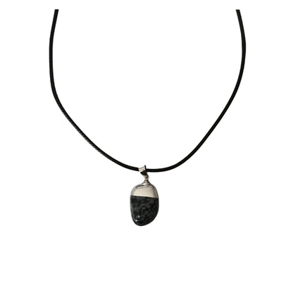 Earth Stone Collection - Polished Crystal Stone Necklace (Snowflake Obsidian)
