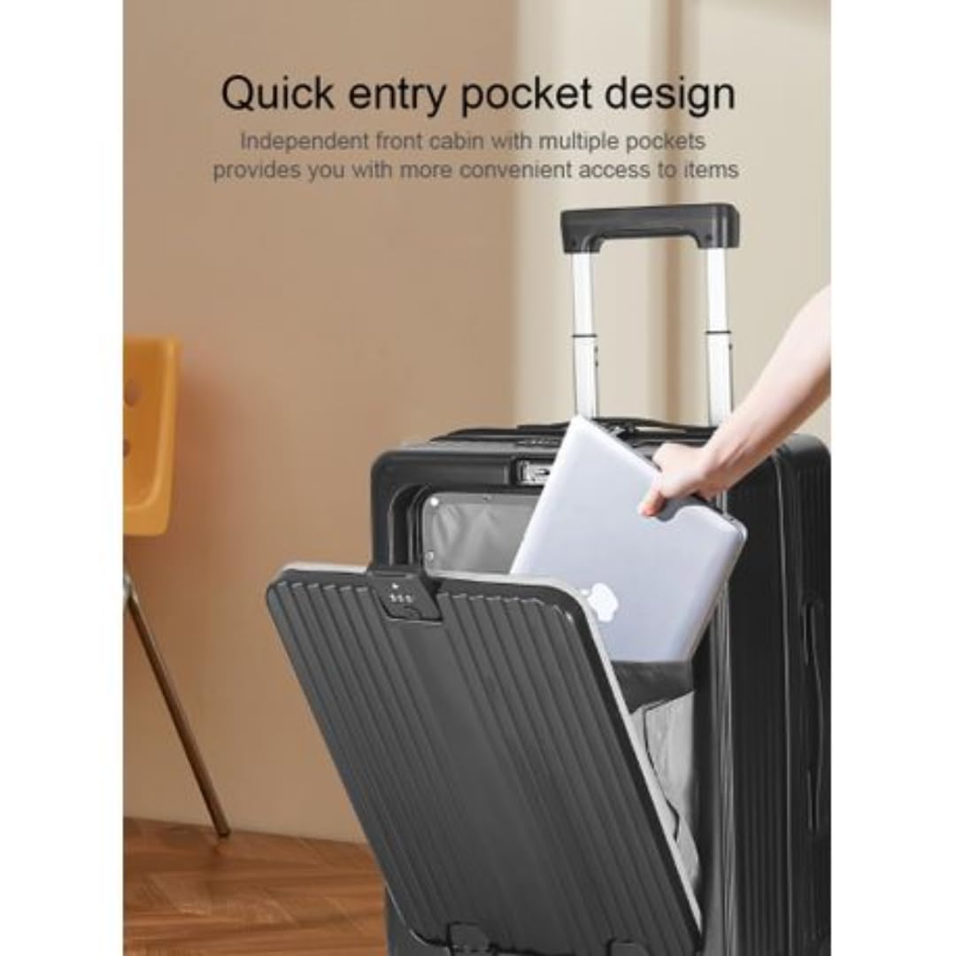 Multifunction Smart Travel Suitcase - 20 inch - Black