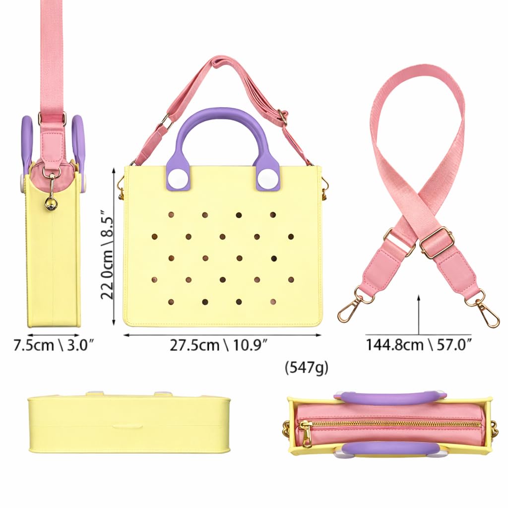 Nana EVA Croc Shoulder Bag & Coco EVA Croc Crossbody Bag Combo Set (Pastel Yellow)