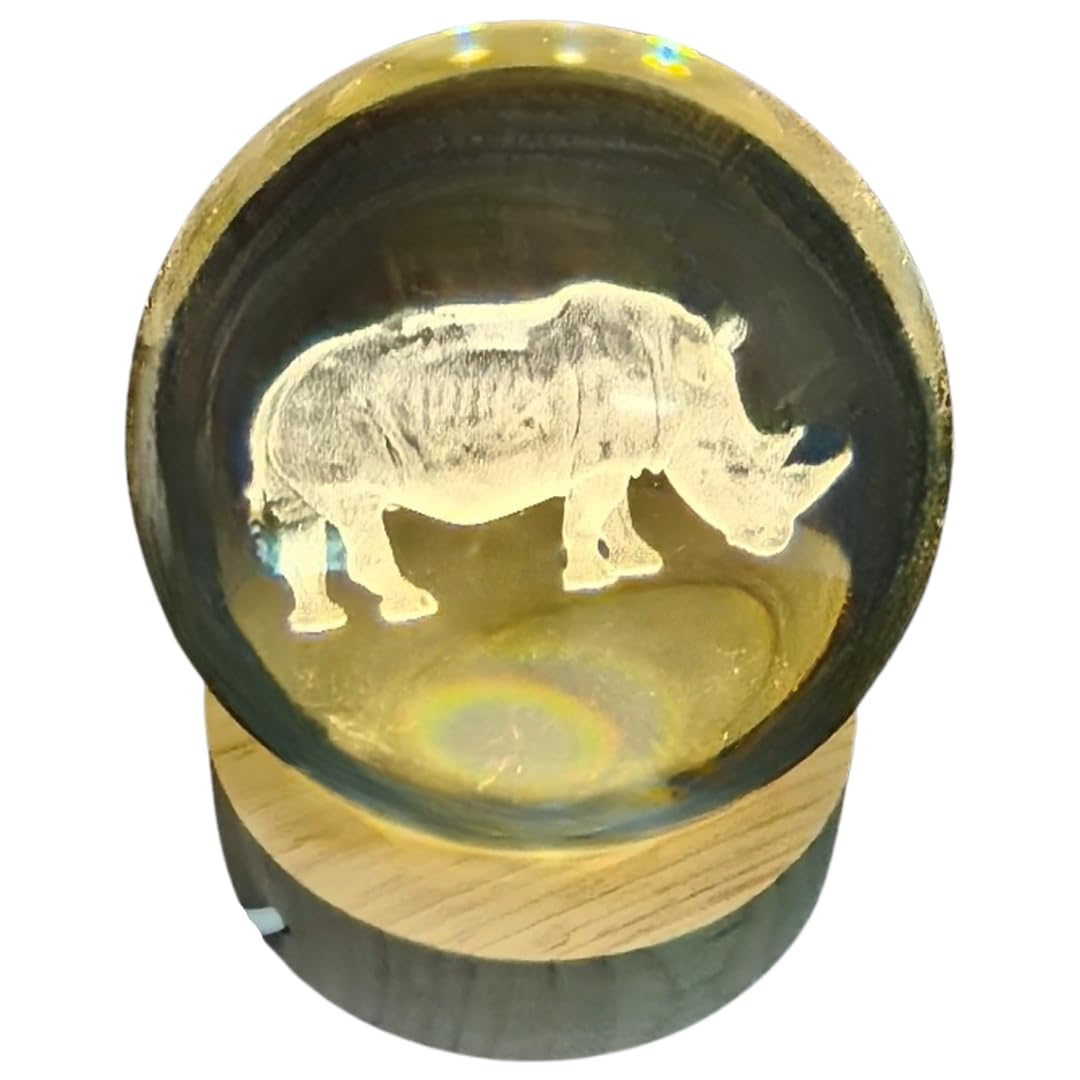 Crystal Ball Lamp with 3D Engraving and Luminous Base - Rhino