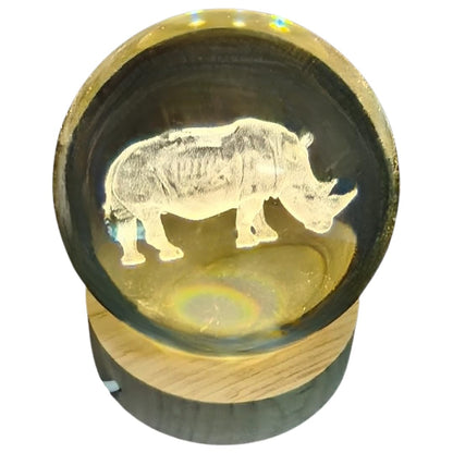 Crystal Ball Lamp with 3D Engraving and Luminous Base - Rhino