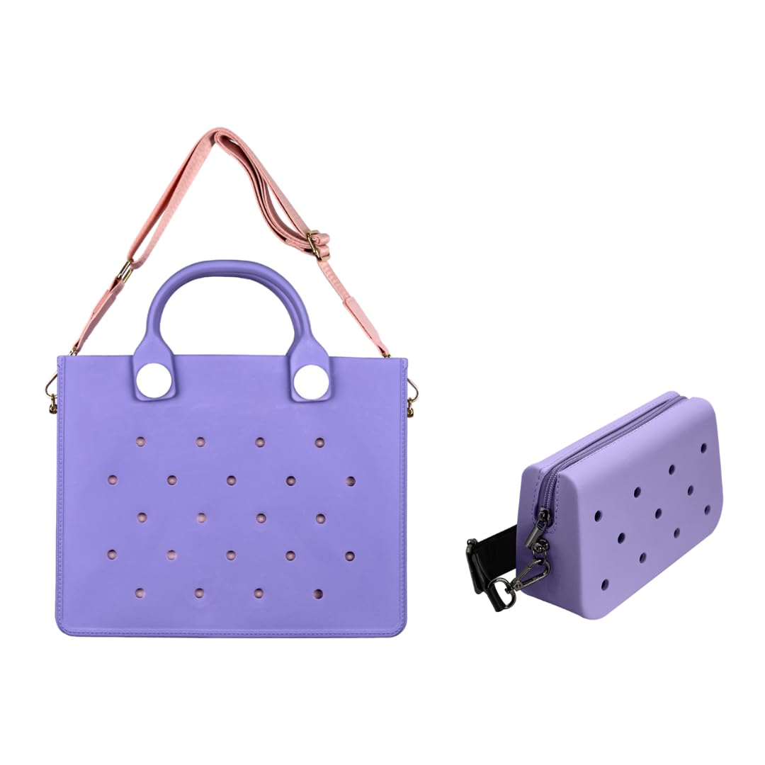 Nana EVA Croc Shoulder Bag & Coco EVA Croc Crossbody Bag Combo Set (Pastel Purple)