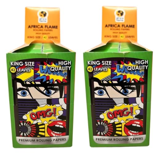 Africa Flame Rolling Paper King Size - 50 Booklets - Popart - 2 Pack