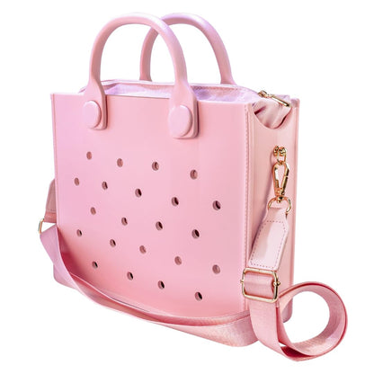 Nana EVA Croc Bag with Shoulder Strap – Lightweight Waterproof Tote Handbag (Pink)